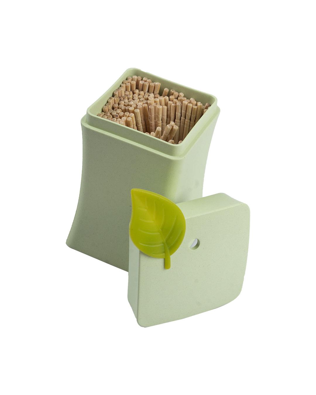 Toothpick Holder with Toothpicks, Green, Plastic - MARKET 99