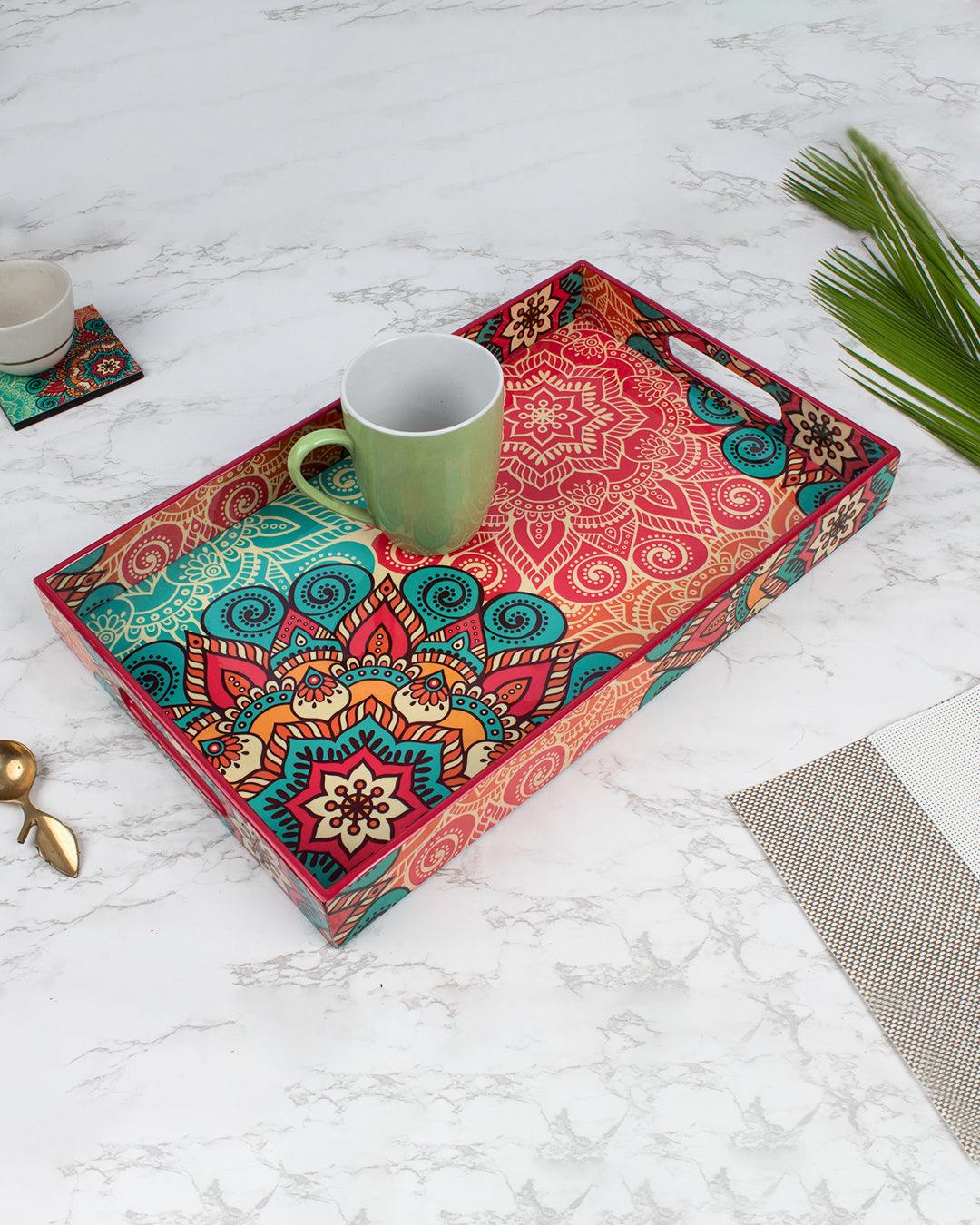 Traditional Multicolour Tray with Handle