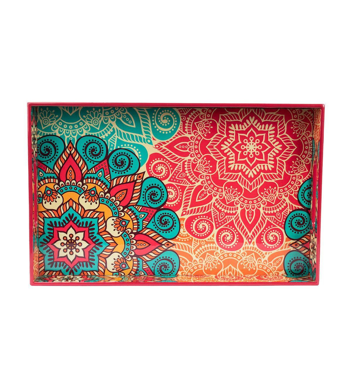 Traditional Multicolour Tray with Handle