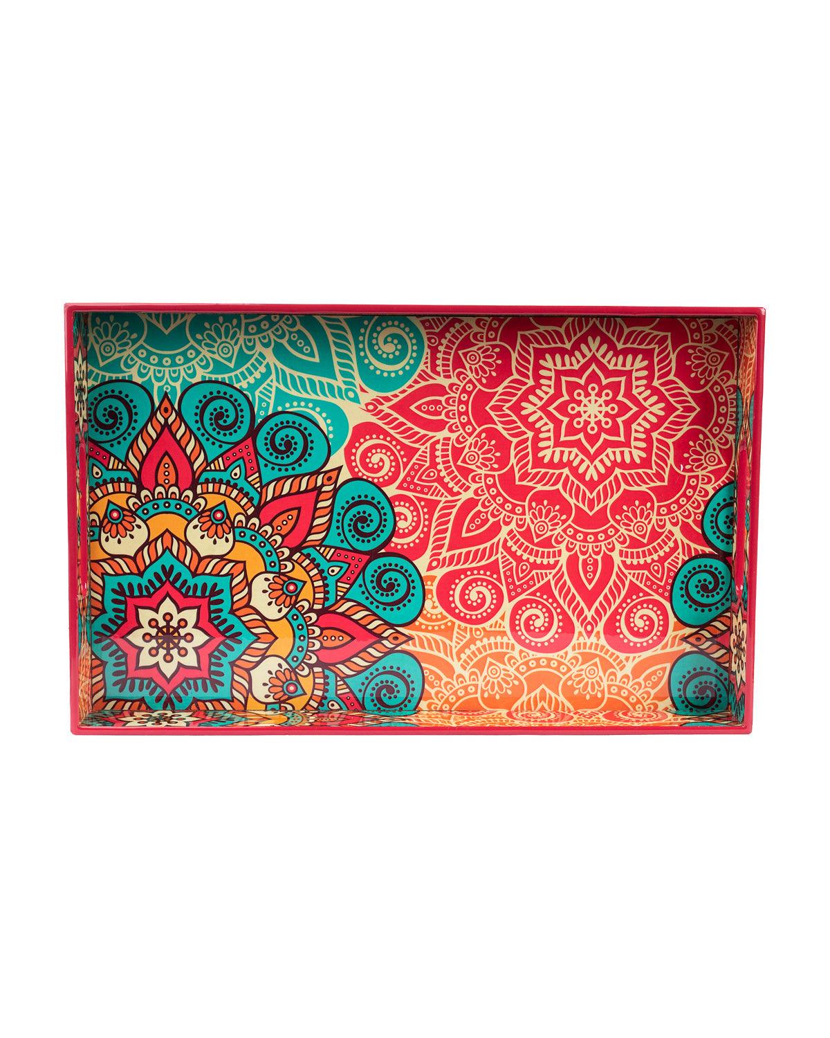 Traditional Multicolour Tray with Handle