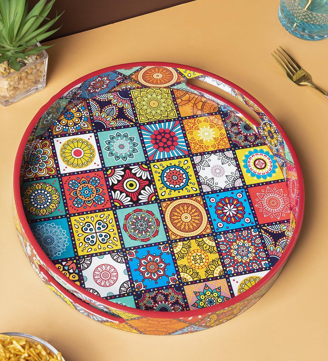 Traditional Round Multi Style Tray with Handle