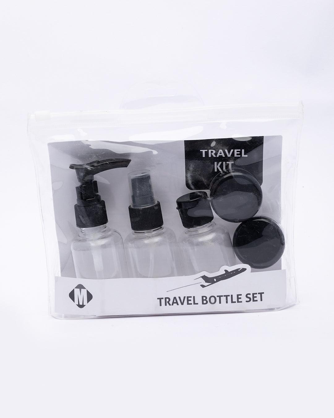 Travel Kit, Reusable & Refillable, Dispenser, Spray Bottle & 2 Storage Holder, Transparent, Plastic - MARKET 99