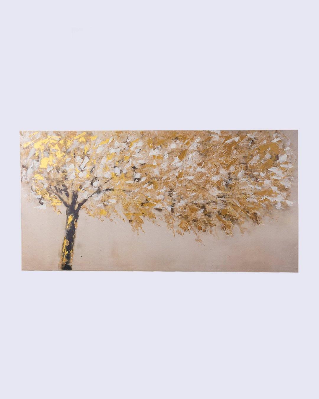 Tree Hand Made Oil Painting, Gallery Wrapped, White, Canvas - MARKET 99