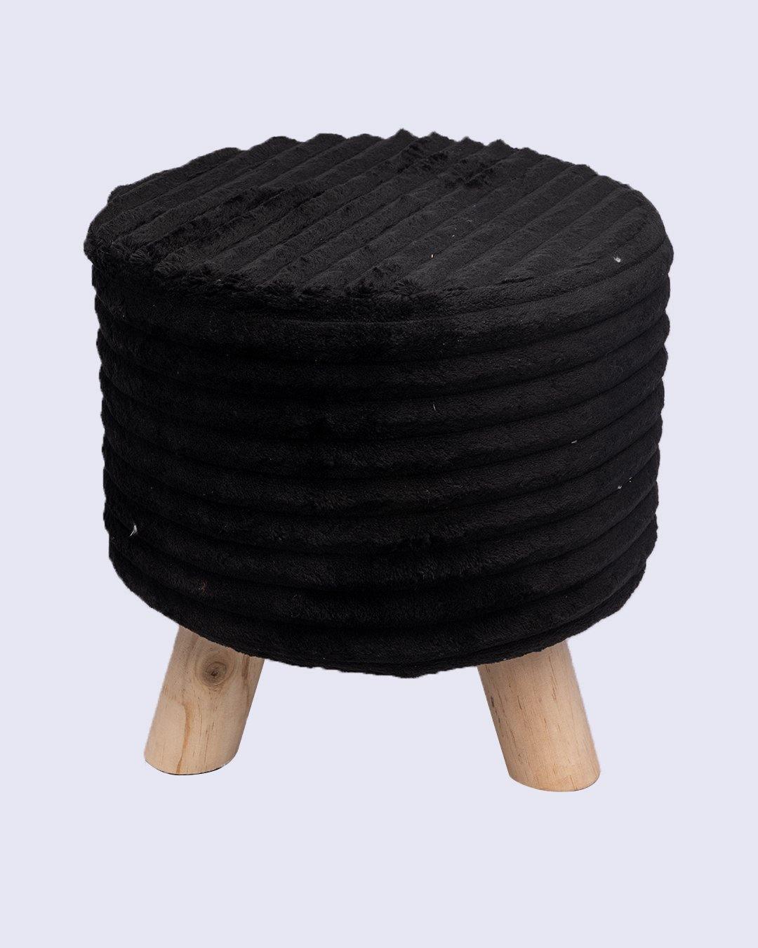 Tri Stool, Foot Stool with 3 Legs, Ottoman, Black, Wood - MARKET 99