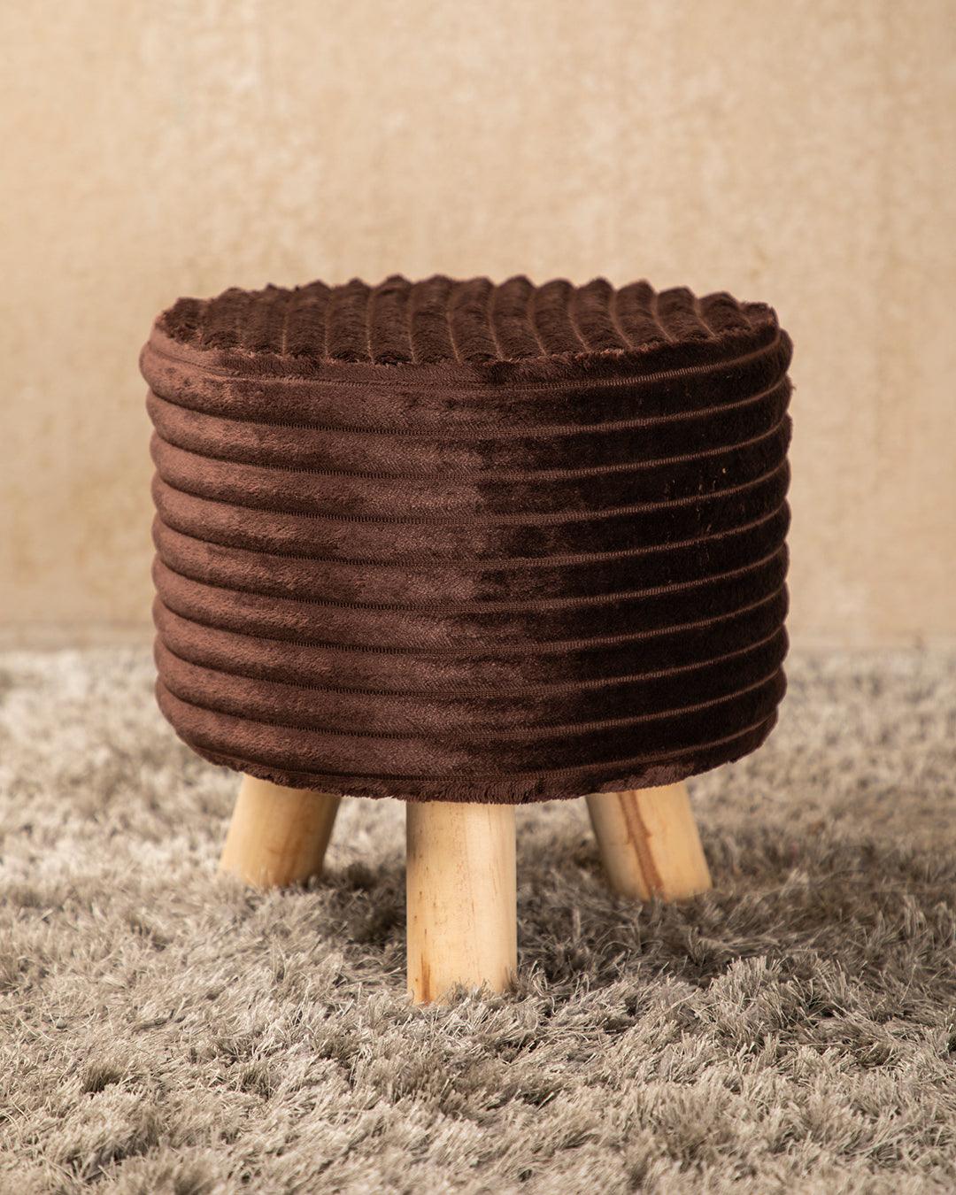 Tri Stool, Foot Stool with 3 Legs, Ottoman, Brown, Wood - MARKET 99