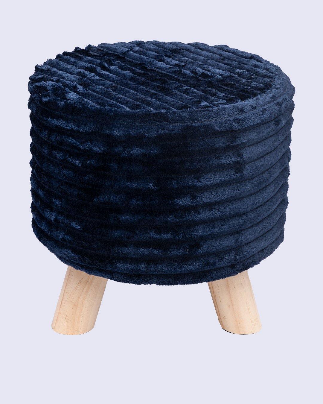 Tri Stool, Foot Stool with 3 Legs, Ottoman, Dark Blue, Wood - MARKET 99