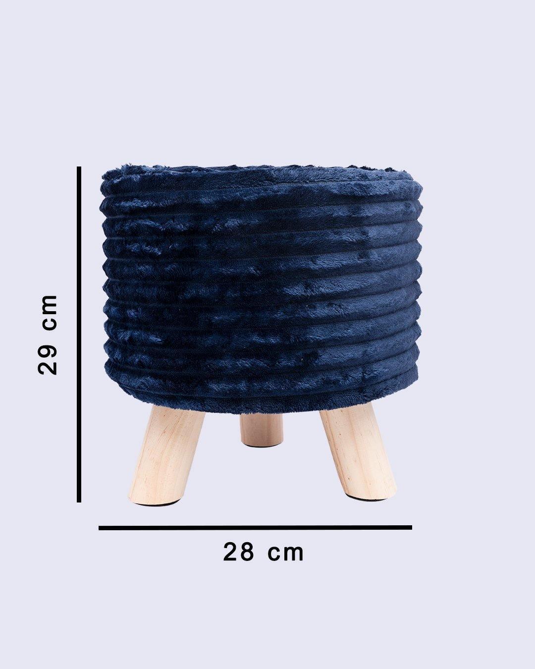 Tri Stool, Foot Stool with 3 Legs, Ottoman, Dark Blue, Wood - MARKET 99