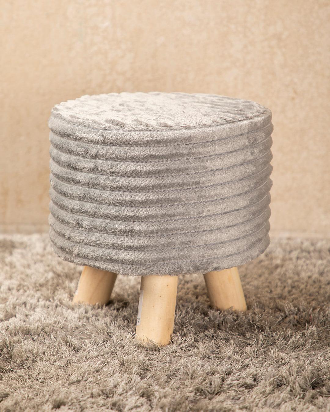 Tri Stool, Foot Stool with 3 Legs, Ottoman, Grey, Wood - MARKET 99