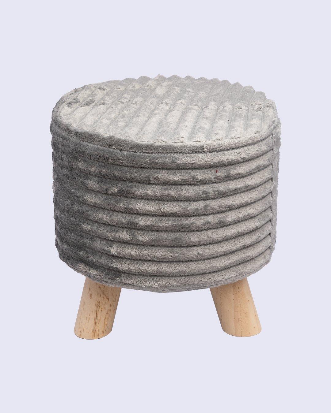 Tri Stool, Foot Stool with 3 Legs, Ottoman, Grey, Wood - MARKET 99