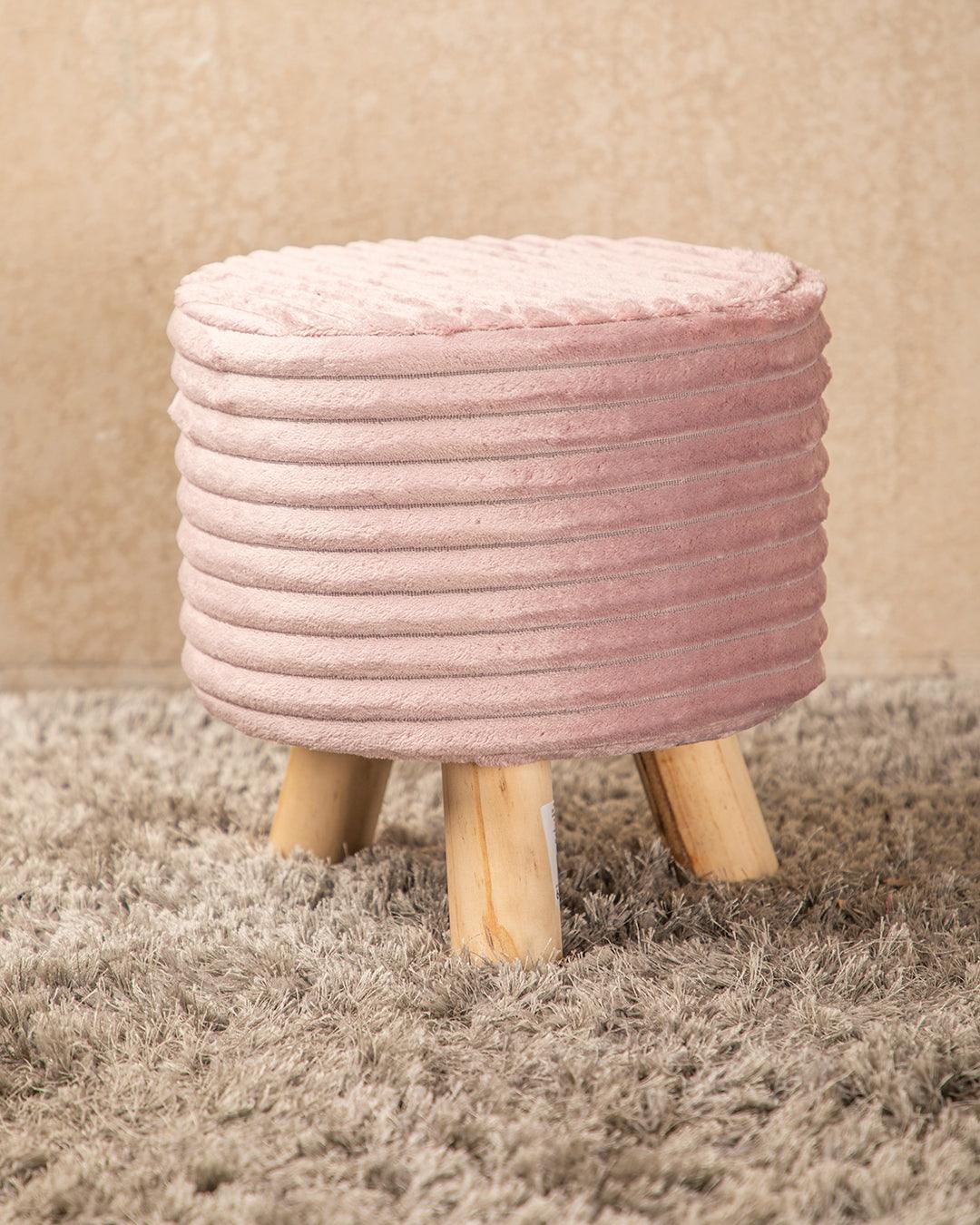 Tri Stool, Foot Stool with 3 Legs, Ottoman, Pink, Wood - MARKET 99