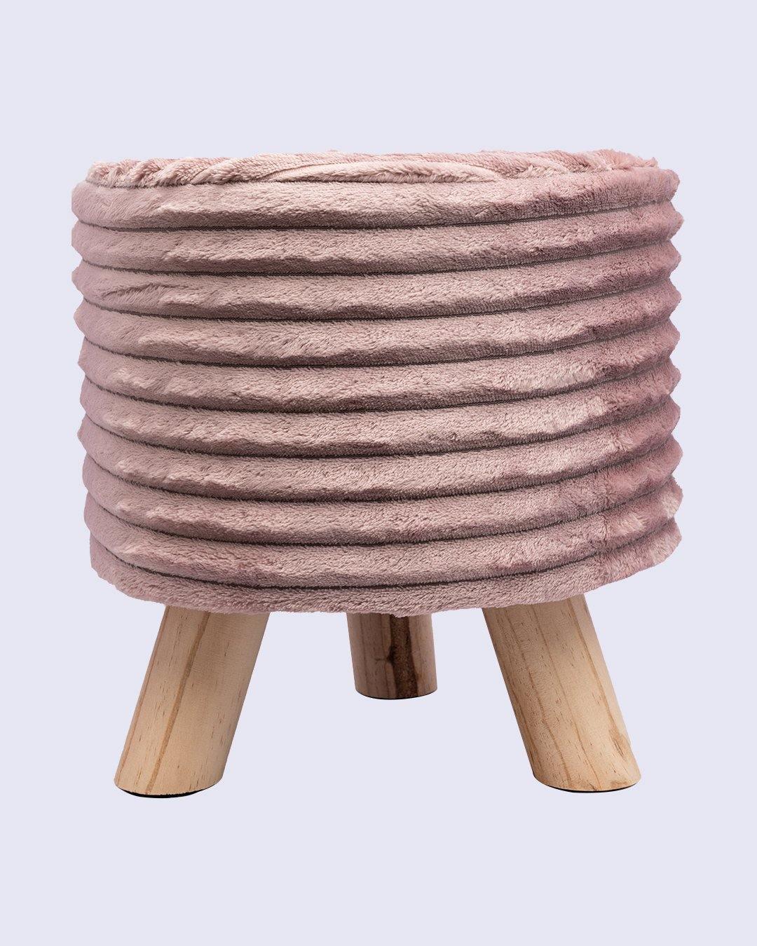 Tri Stool, Foot Stool with 3 Legs, Ottoman, Pink, Wood - MARKET 99