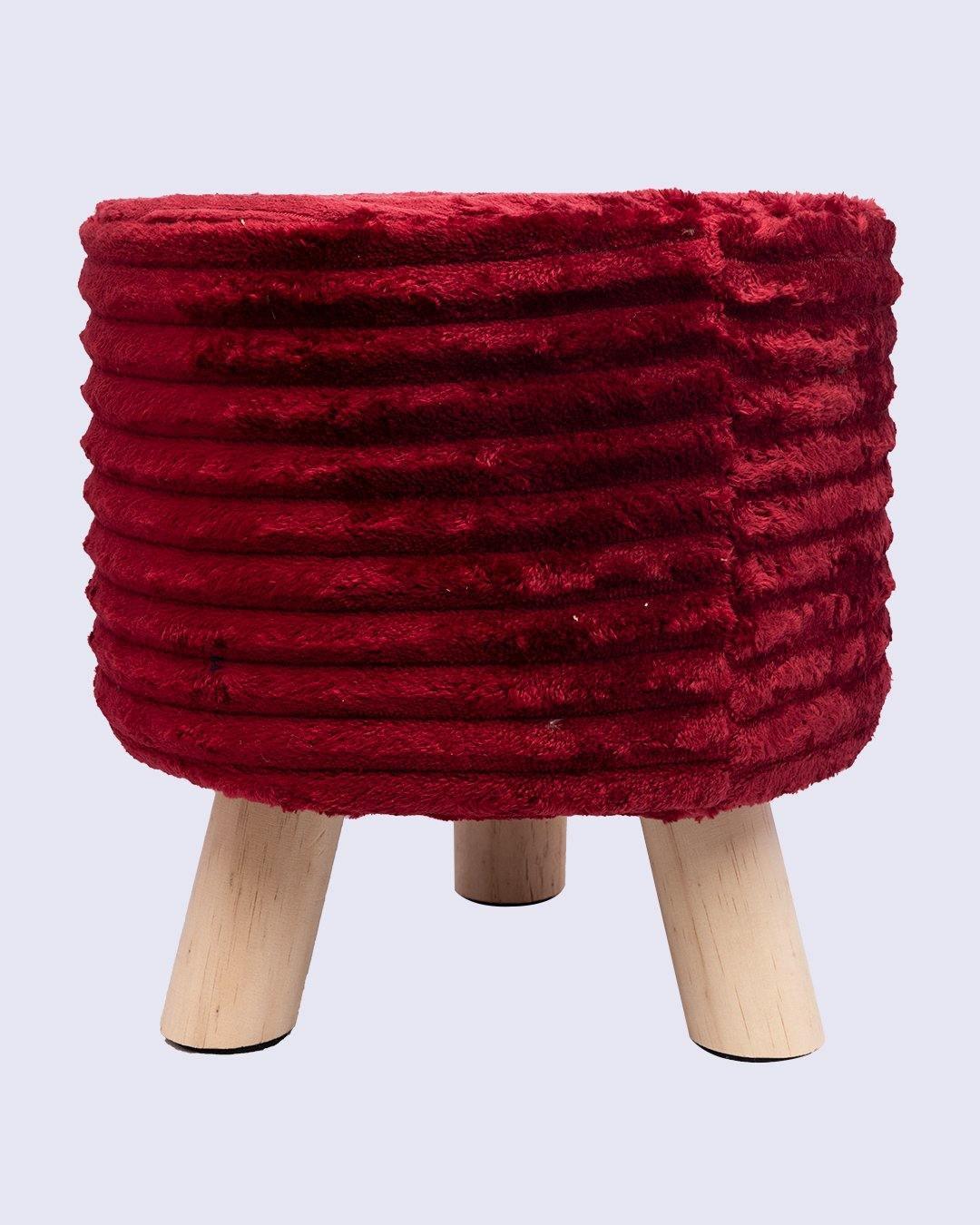 Tri Stool, Foot Stool with 3 Legs, Ottoman, Red, Wood - MARKET 99
