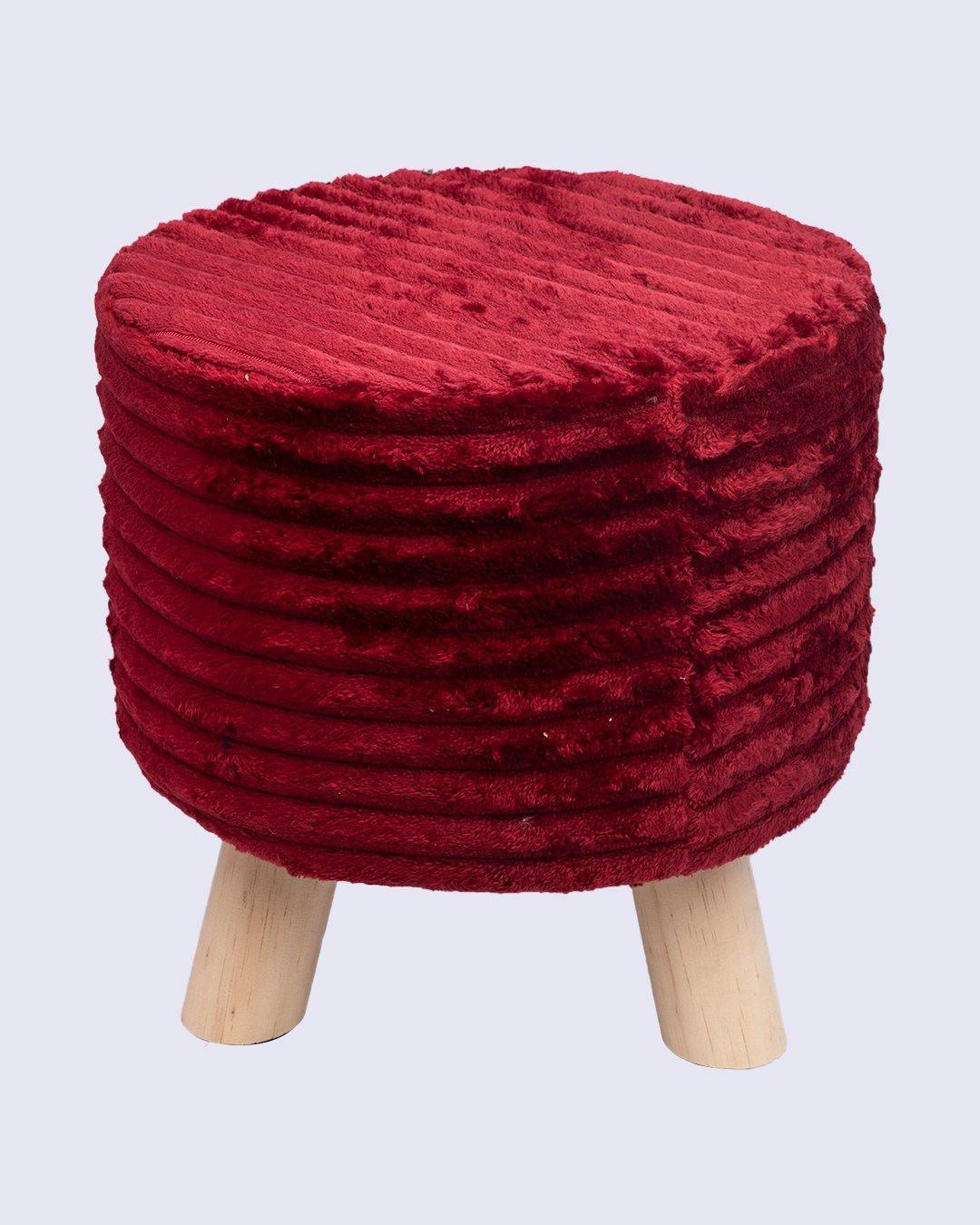 Tri Stool, Foot Stool with 3 Legs, Ottoman, Red, Wood - MARKET 99