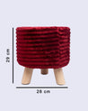 Tri Stool, Foot Stool with 3 Legs, Ottoman, Red, Wood - MARKET 99