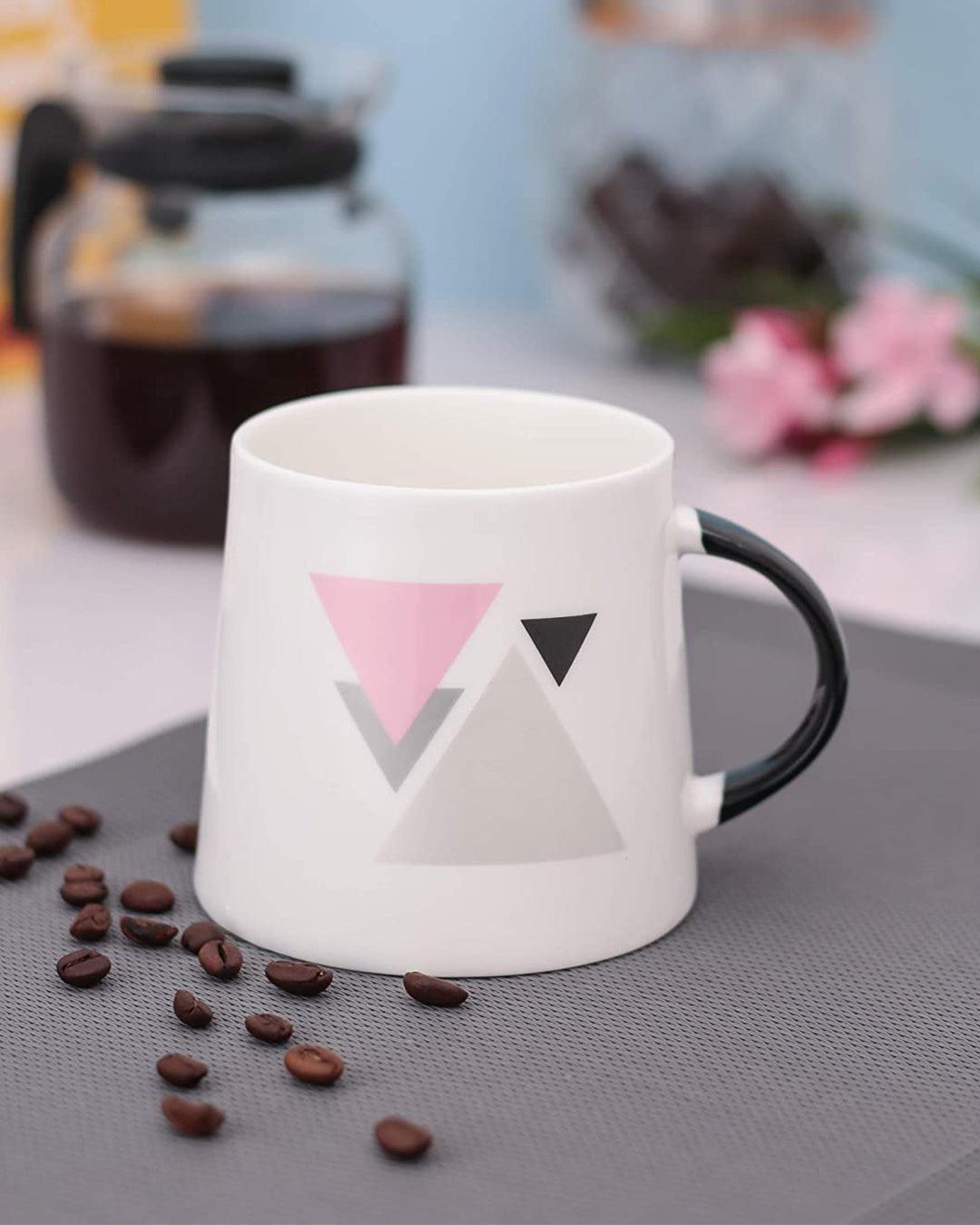 'TRIANGLE' Graphic Print Ceramic Tea & Coffee Mug ( 400 mL, Microwave Safe) - MARKET 99