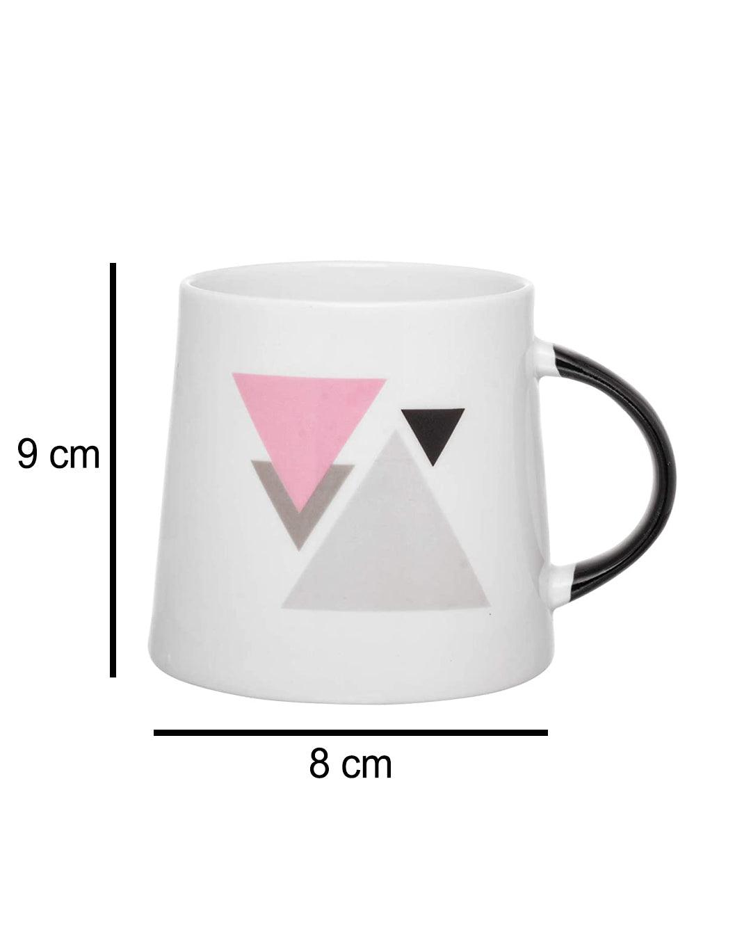 'TRIANGLE' Graphic Print Ceramic Tea & Coffee Mug ( 400 mL, Microwave Safe) - MARKET 99