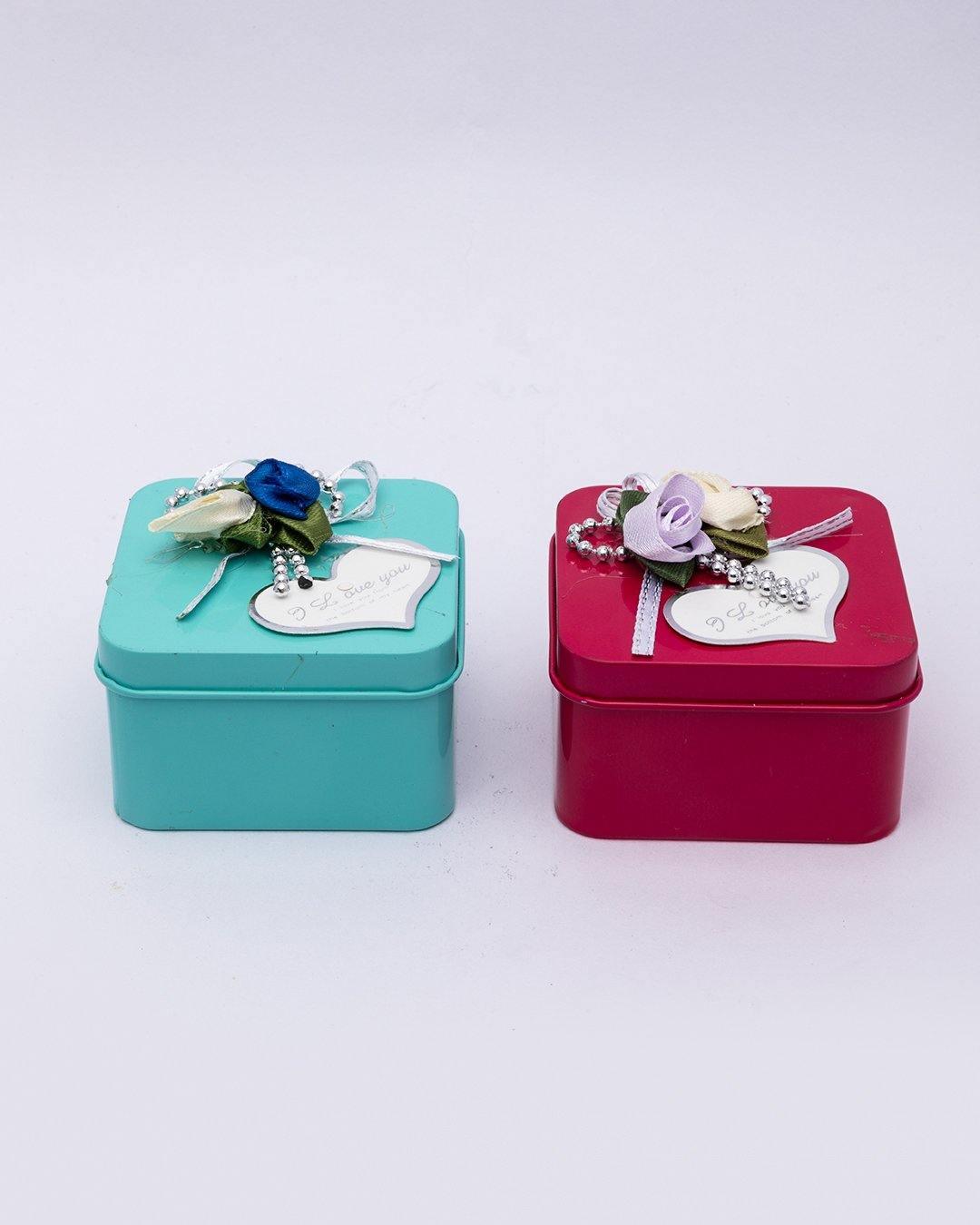 Trinket Box, Storage Solution, Red & Blue, Tin - MARKET 99