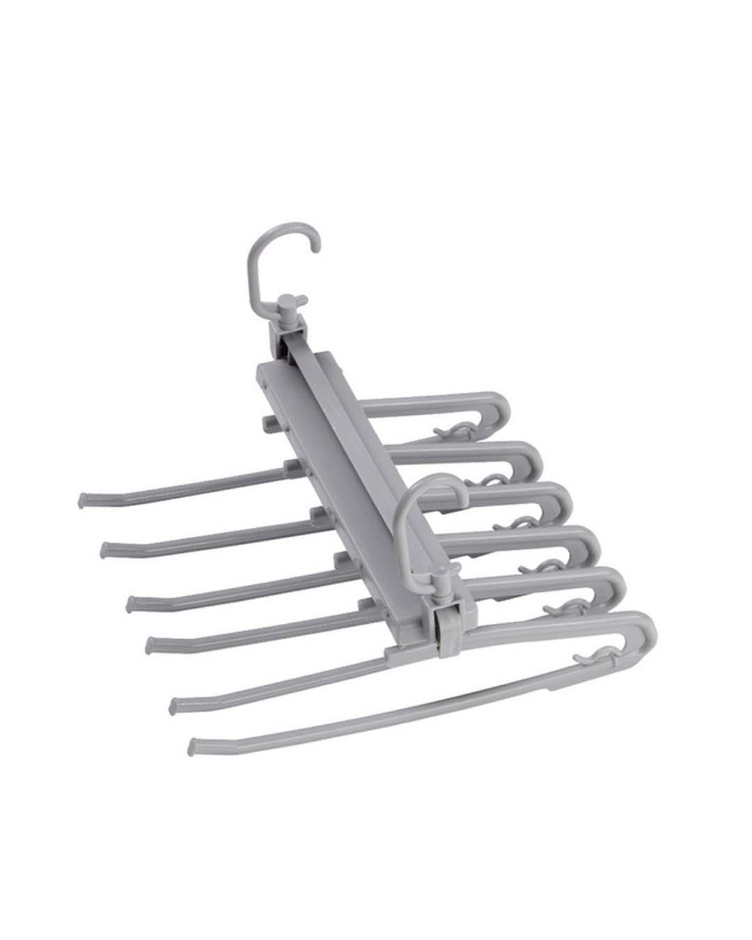 Trouser Rack, 6 Hangers, Grey, Plastic - MARKET 99