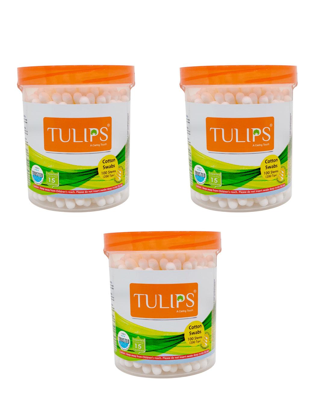 Tulips Premium Cotton Ear Buds/Swabs (Pack of 3 Box) 100% Pure & Soft Cotton - MARKET 99