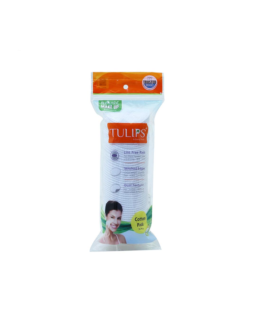 Tulips Premium Facial Cotton Pads in a Ziplock Bag (Pack Of 3, Each Pack Contains 50 Pcs ) - MARKET 99