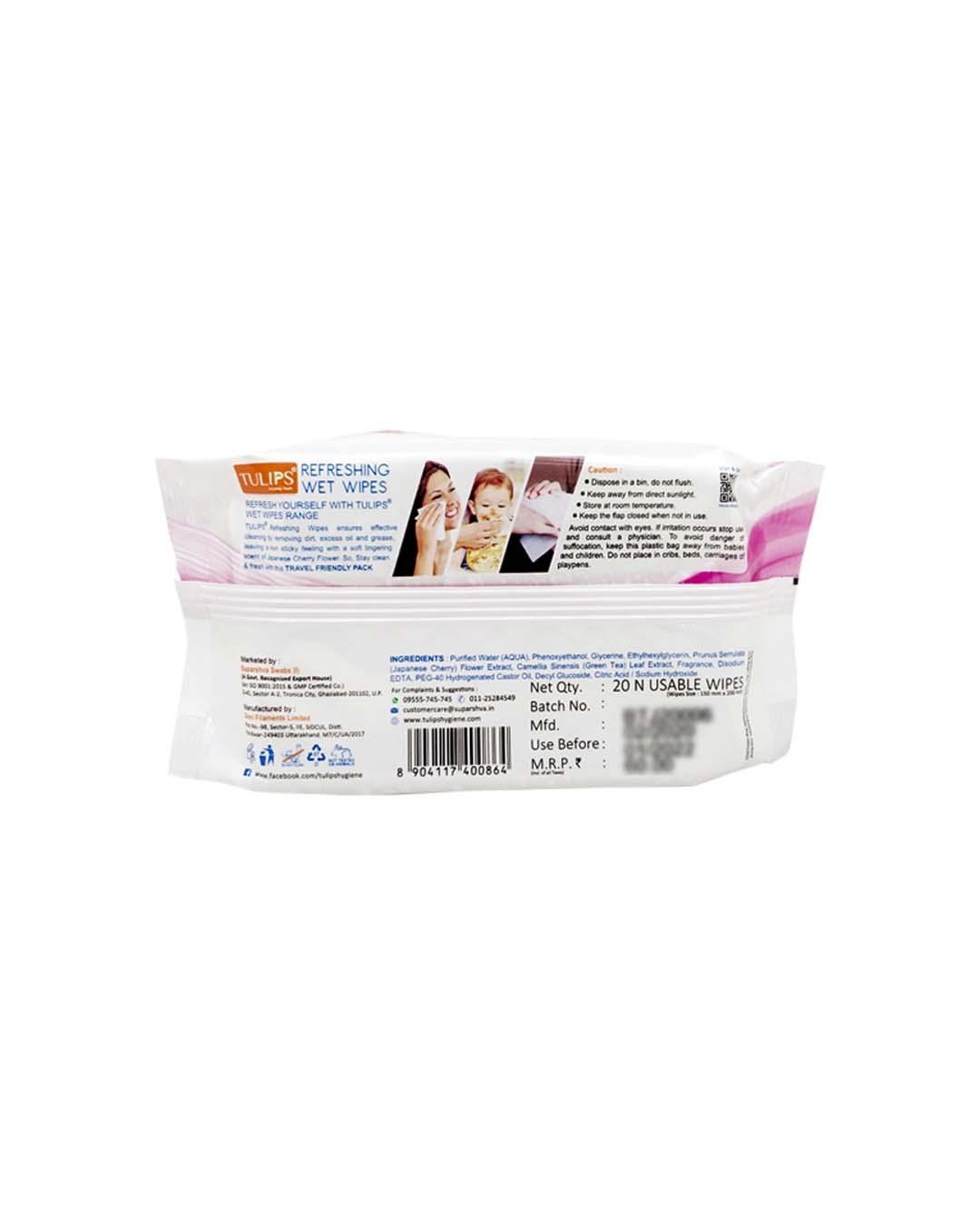 Tulips Refreshing Wet Wipes Japanese (Pack Of 3, 20 Pcs On Each) - MARKET 99