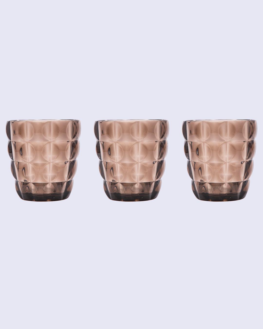 Tumblers, Glass Set, Brown Colour, Plastic, Set of 3, 400 mL Each - MARKET 99