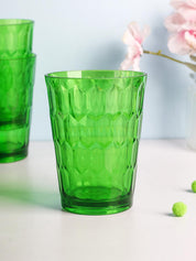 Tumblers, Glass Set, Green Colour, Plastic, Set of 3, 400 mL Each - MARKET 99