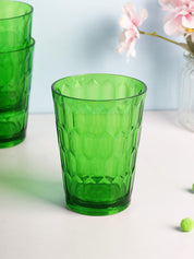 Tumblers, Glass Set, Green Colour, Plastic, Set of 3, 400 mL Each - MARKET 99