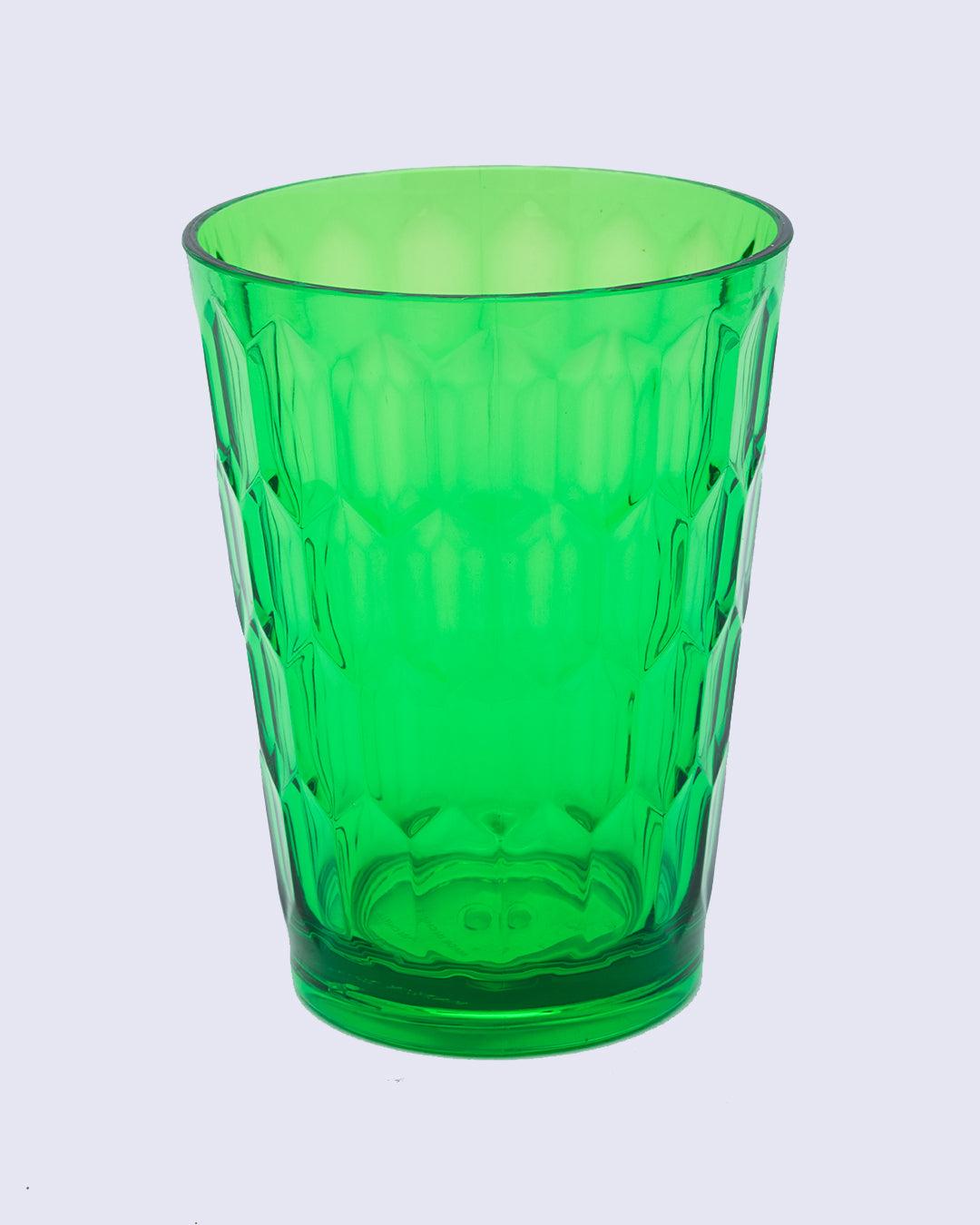 Tumblers, Glass Set, Green Colour, Plastic, Set of 3, 400 mL Each - MARKET 99