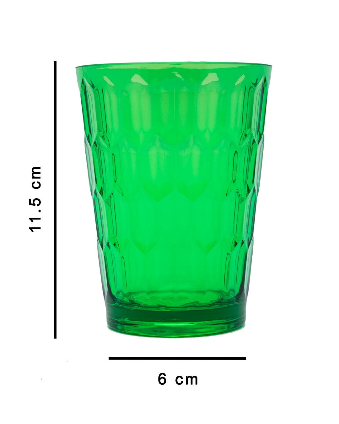 Tumblers, Glass Set, Green Colour, Plastic, Set of 3, 400 mL Each - MARKET 99