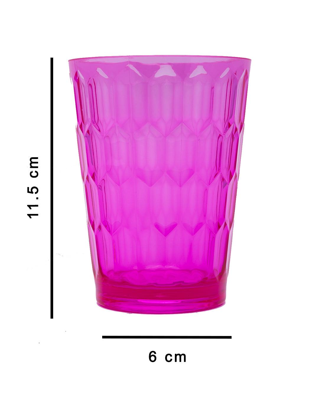 Tumblers, Glass Set, Pink Colour, Plastic, Set of 3, 400 mL Each - MARKET 99