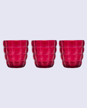 Tumblers, Glass Set, Red Colour, Plastic, Set of 3, 400 mL Each - MARKET 99