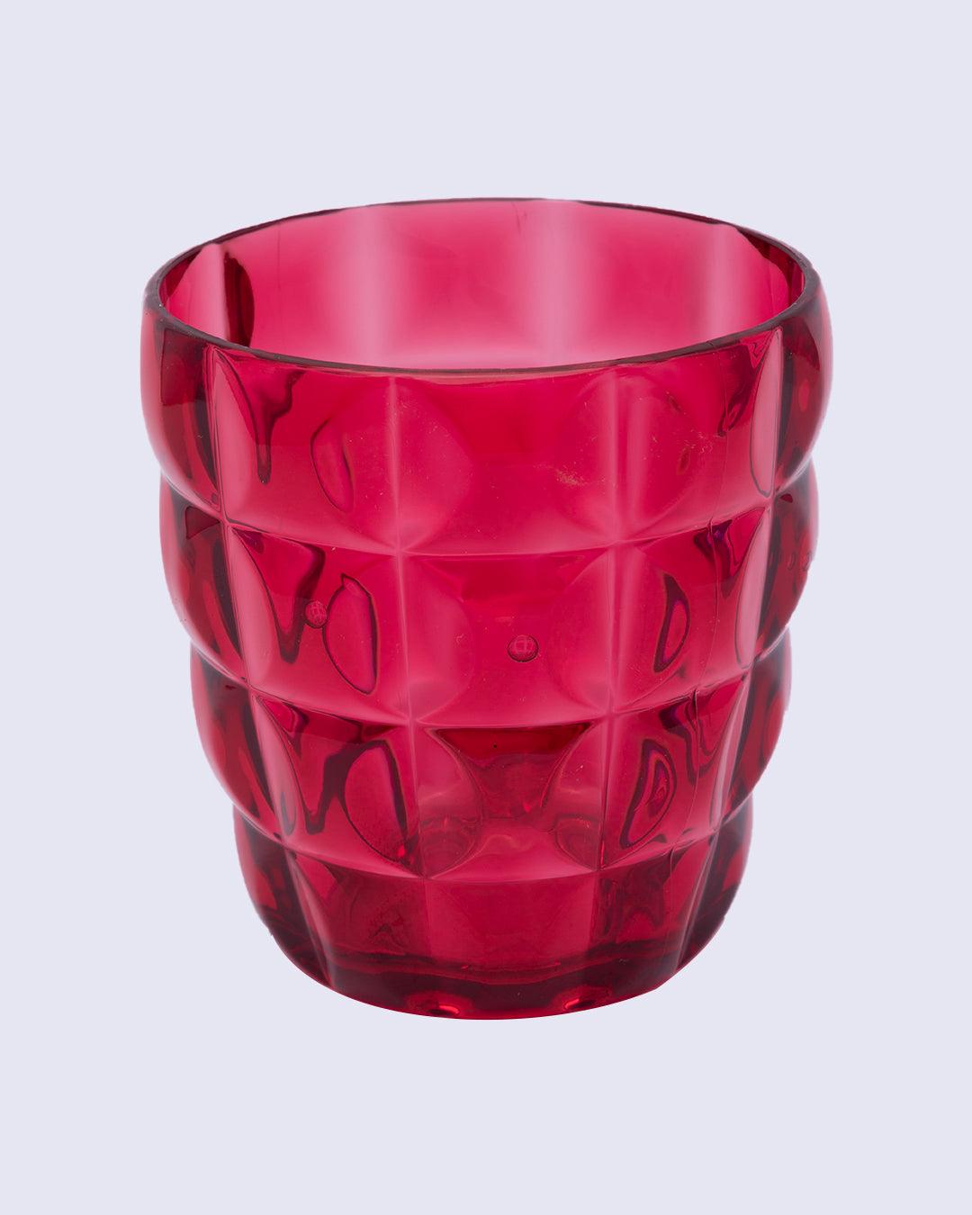 Tumblers, Glass Set, Red Colour, Plastic, Set of 3, 400 mL Each - MARKET 99