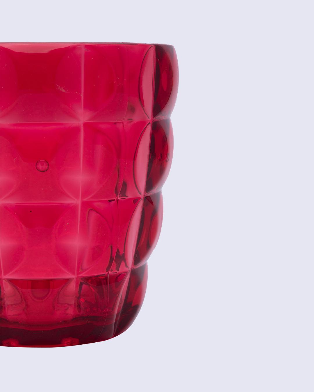 Tumblers, Glass Set, Red Colour, Plastic, Set of 3, 400 mL Each - MARKET 99
