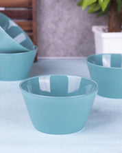 'Turquoise Sea' Hand Glazed Dining Bowl Katoris In Ceramic (Set of 4, 480 mL) - MARKET 99