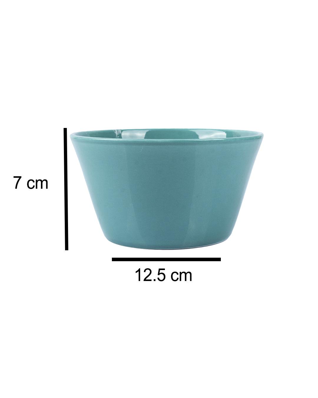 'Turquoise Sea' Hand Glazed Dining Bowl Katoris In Ceramic (Set of 4, 480 mL) - MARKET 99
