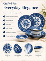 MARKET99 blue floral ceramic dinner set of 20 pieces - image 3