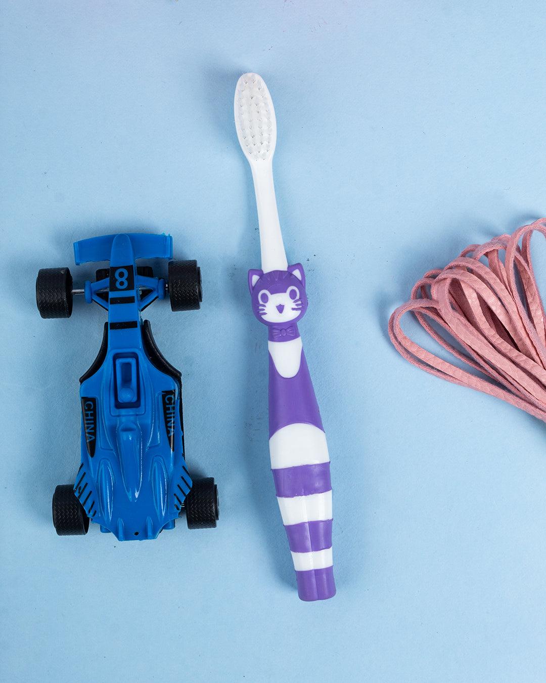 Ultra Soft Bristles Kid Toothbrush with Toy Car, Blue, Plastic - MARKET 99