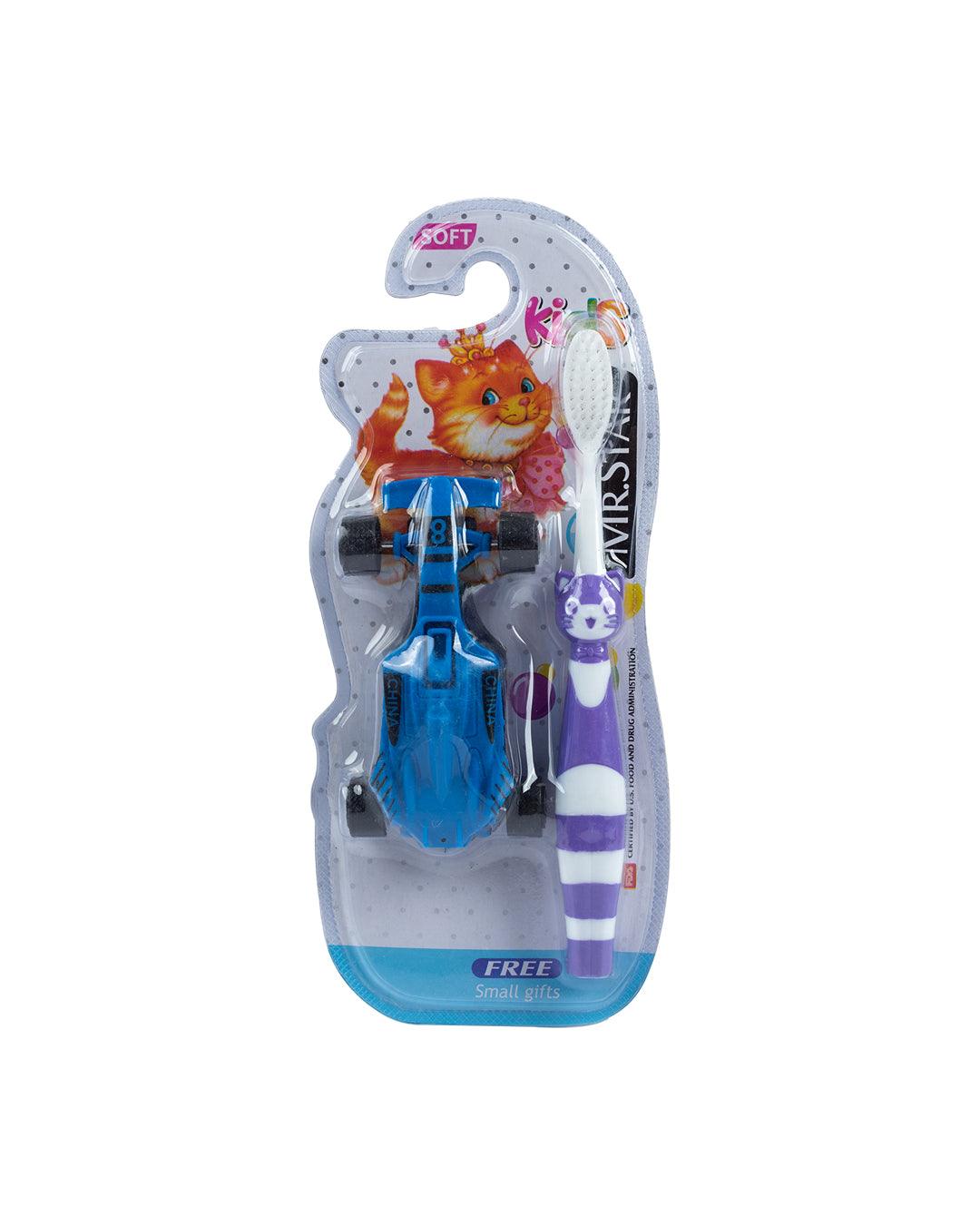 Ultra Soft Bristles Kid Toothbrush with Toy Car, Blue, Plastic - MARKET 99