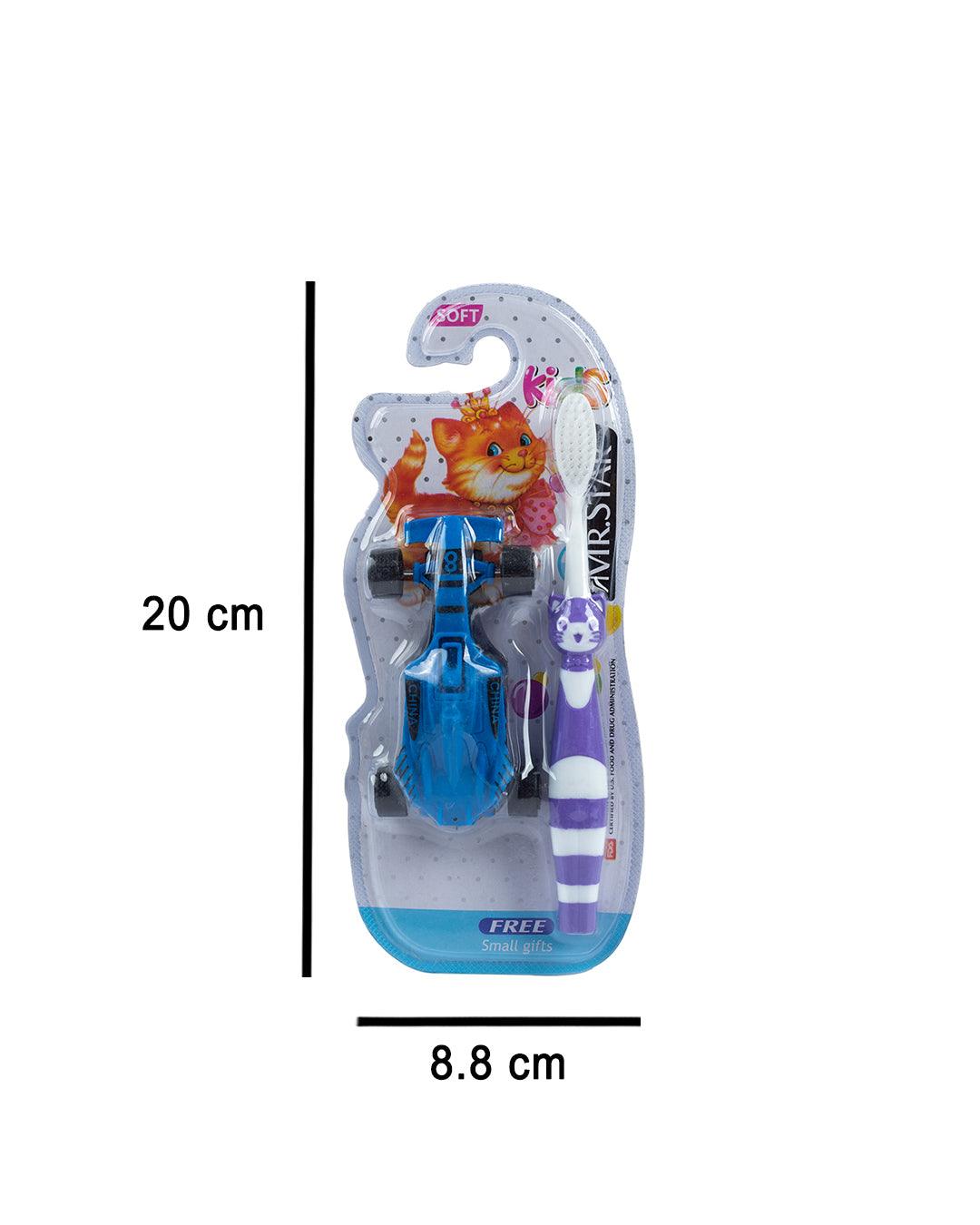 Ultra Soft Bristles Kid Toothbrush with Toy Car, Blue, Plastic - MARKET 99