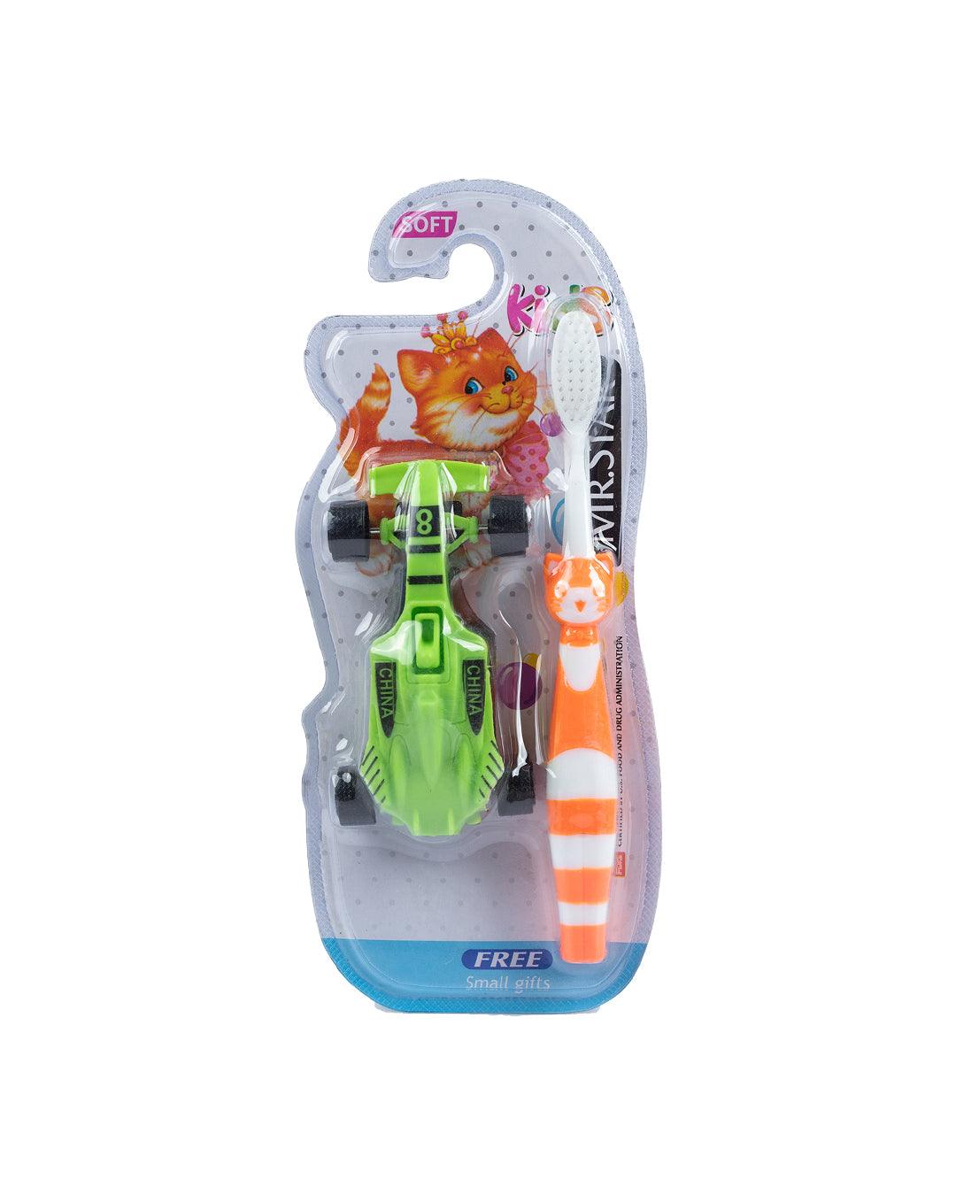 Ultra Soft Bristles Kid Toothbrush with Toy Car, Green, Plastic - MARKET 99