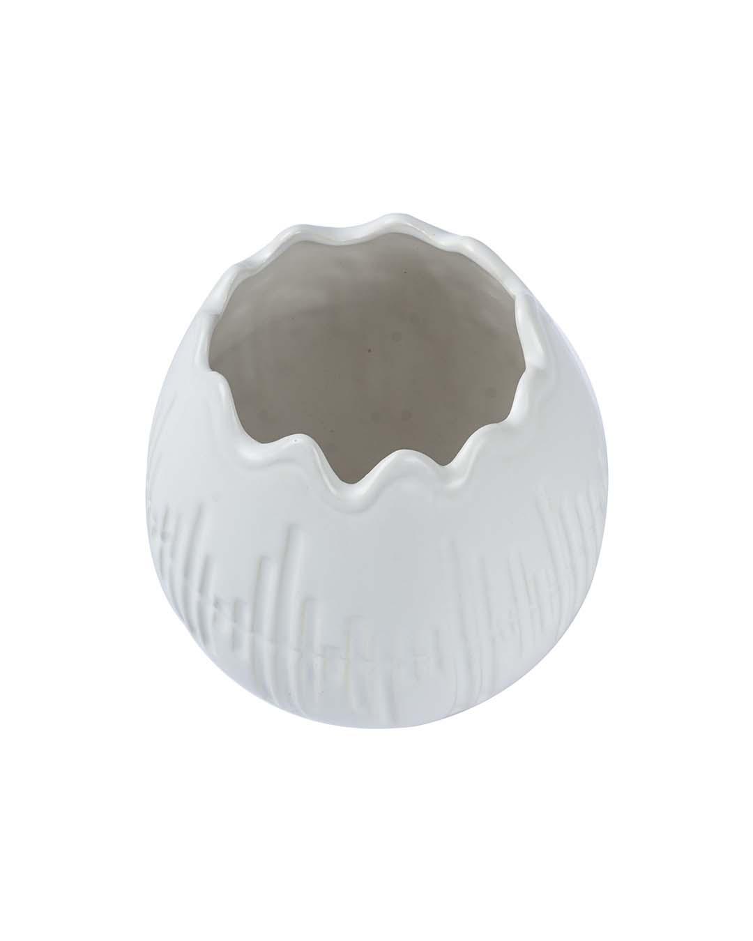 Vase, Engraved, White, Ceramic - MARKET 99