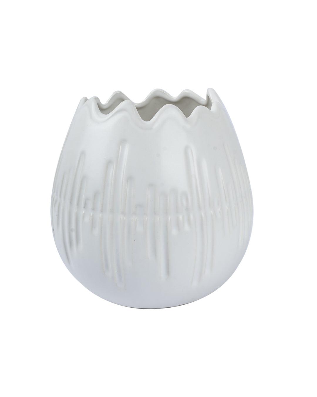 Vase, Engraved, White, Ceramic - MARKET 99