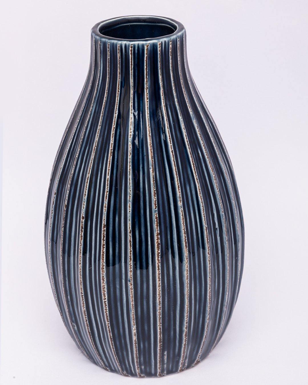 Vase, Modern Design, Dark Blue, Ceramic - MARKET 99