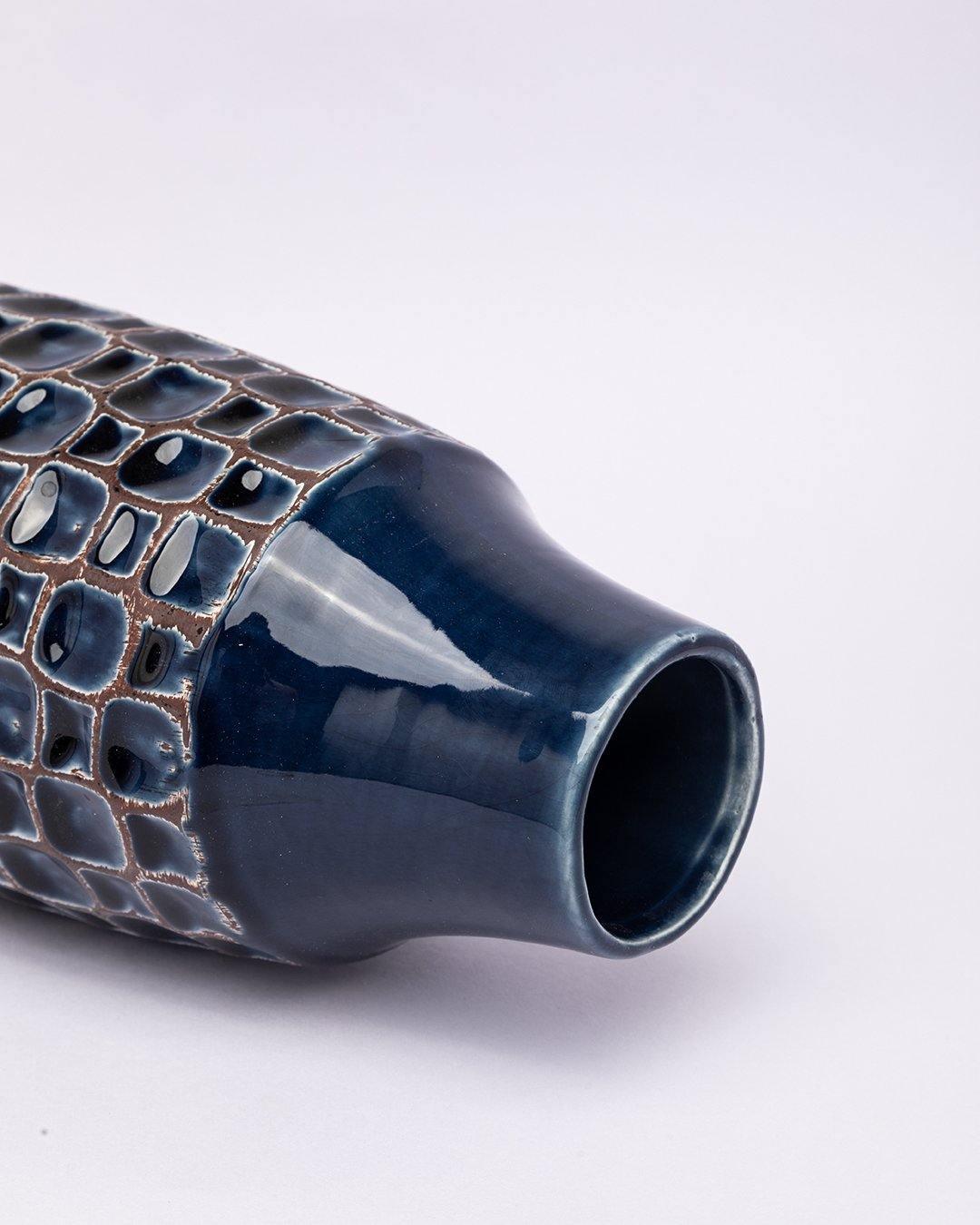 Vase, Modern Design, Dark Blue, Ceramic - MARKET 99