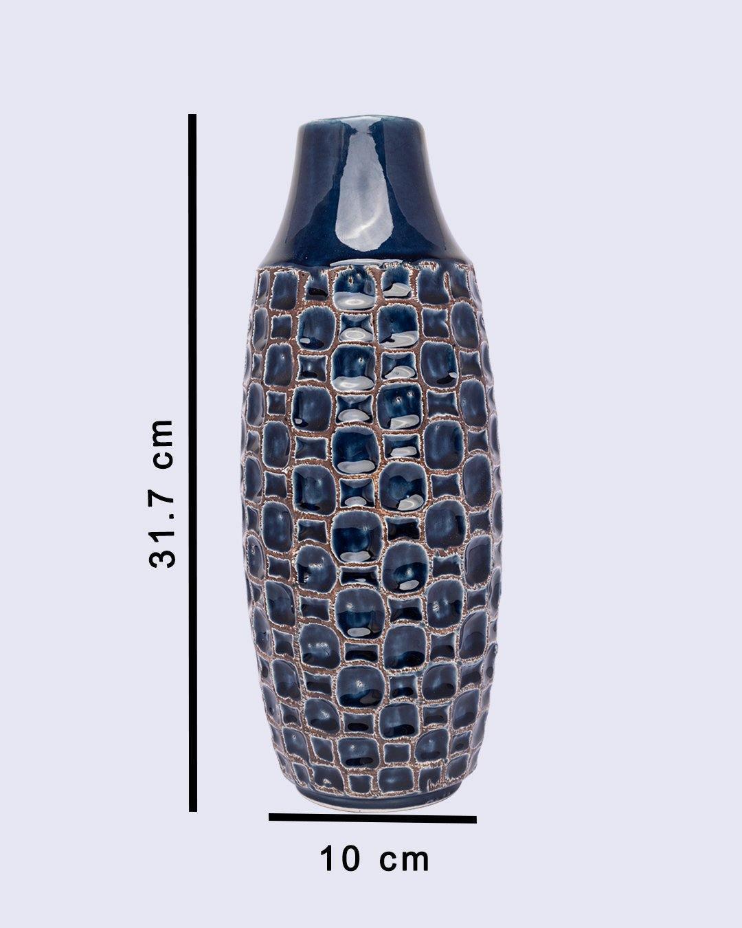 Vase, Modern Design, Dark Blue, Ceramic - MARKET 99