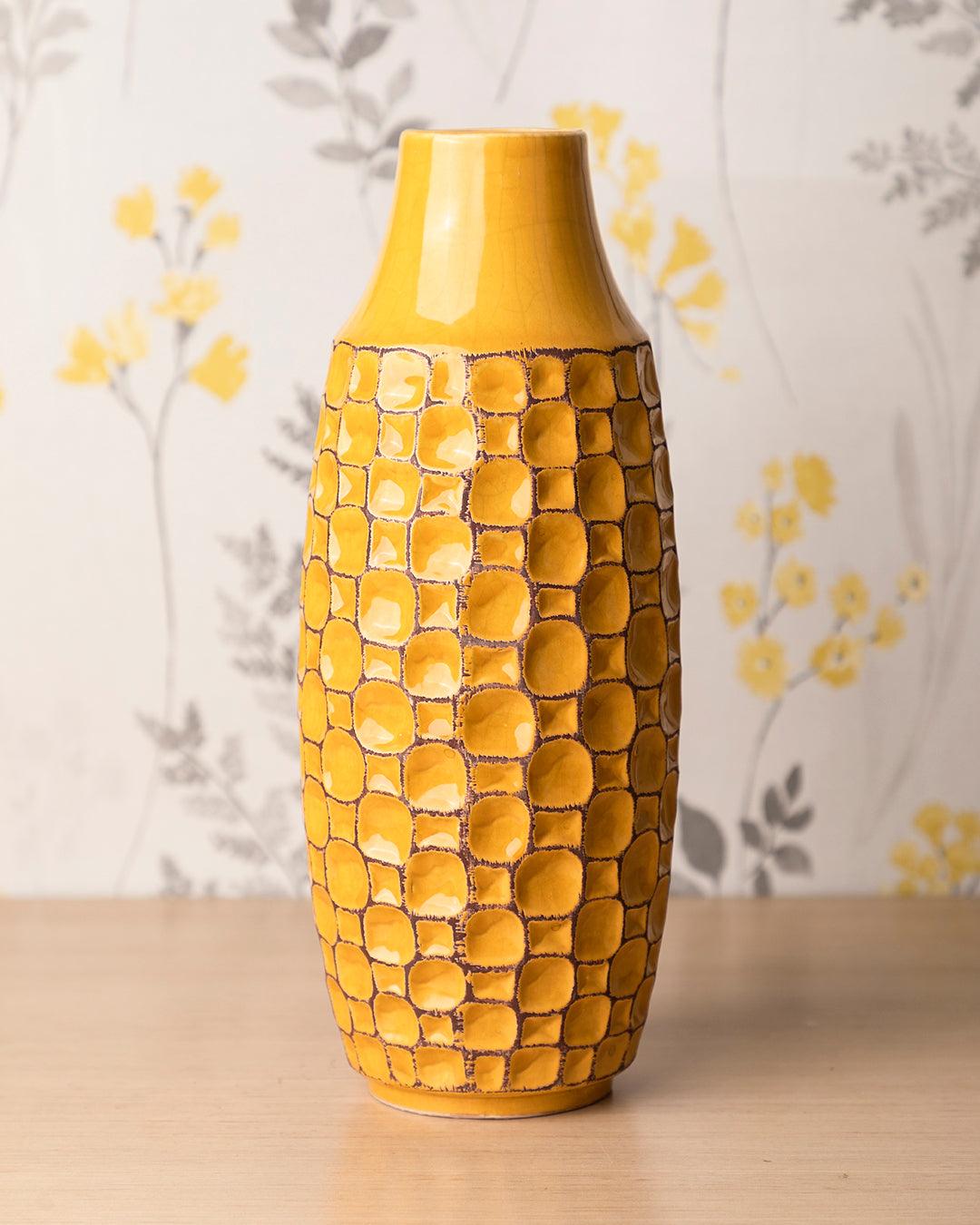 Vase, Modern Design, Yellow, Ceramic - MARKET 99