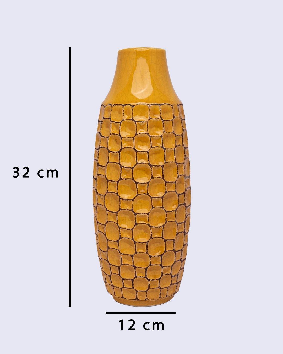 Vase, Modern Design, Yellow, Ceramic - MARKET 99