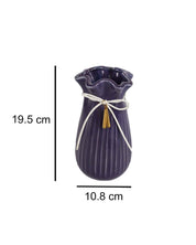 Vase with Tassel, Floral Mouth, Purple, Ceramic - MARKET 99