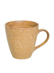 VON CASA Ceramic Coffee Mug - 320 Ml, Beige & Engrabed - MARKET 99